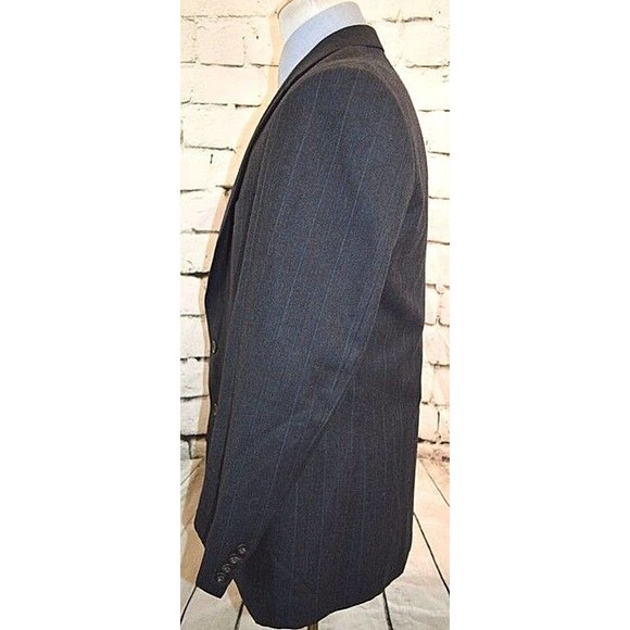 Chaps Ralph Lauren Gray Striped 2 Btn Wool Sport Coat Blazer Jacket 42 Regular - Picture 6 of 12